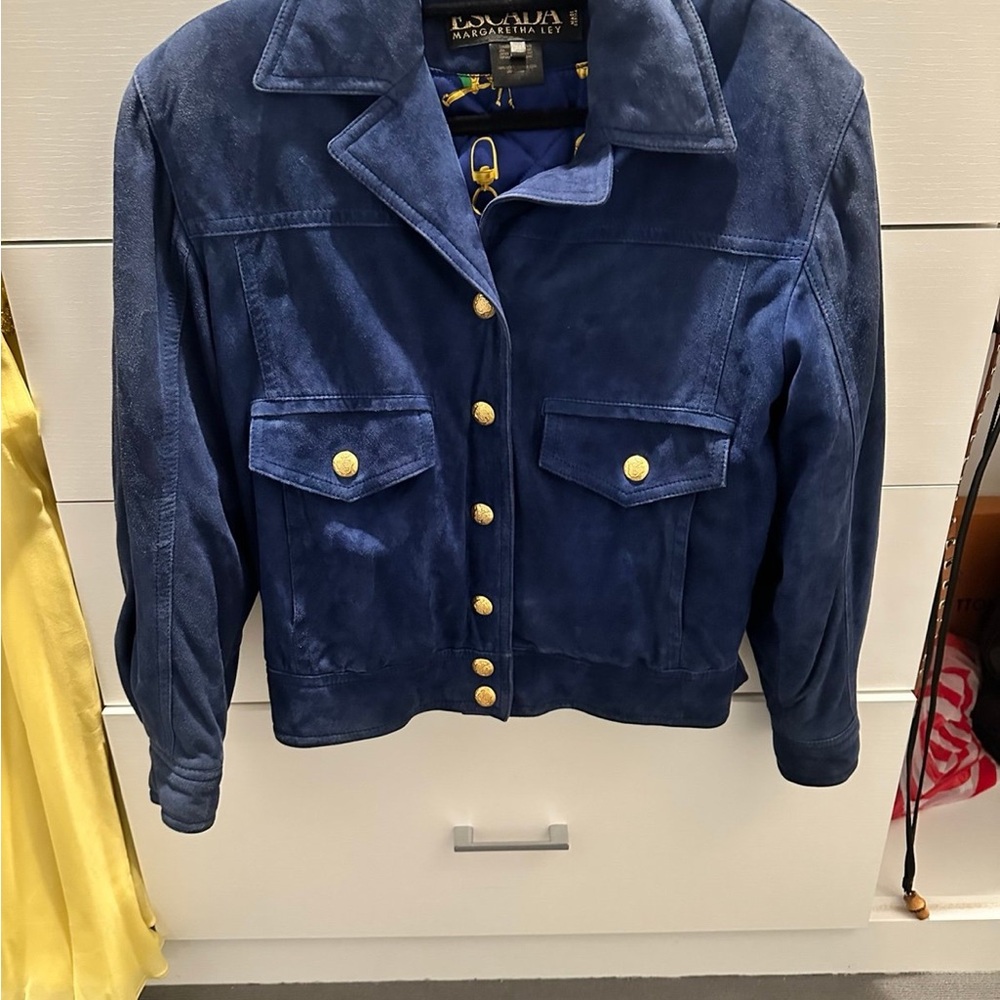 Escada by Margaretha Ley Suede Bomber  Jacket